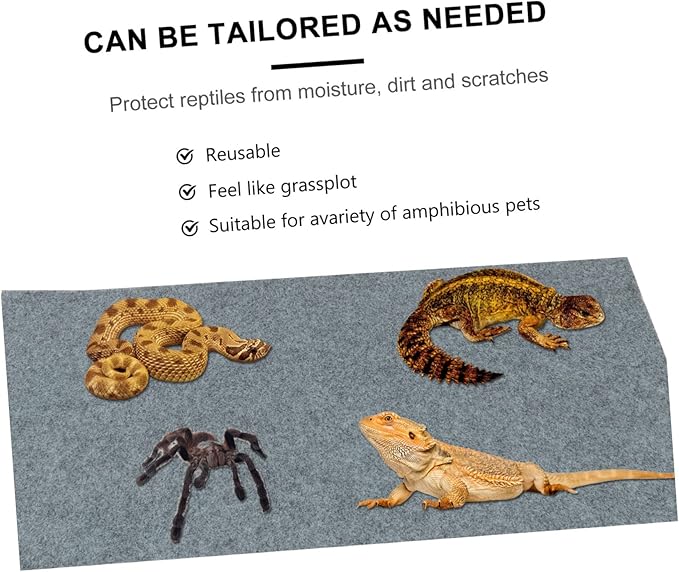 Happyyami Beard Dragon Lizard Carpet Reptile Terrarium Mat Durable Substrate Liner for Pet Cage Soft Water Resistant Bedding for Tortoise Snakes Lizards