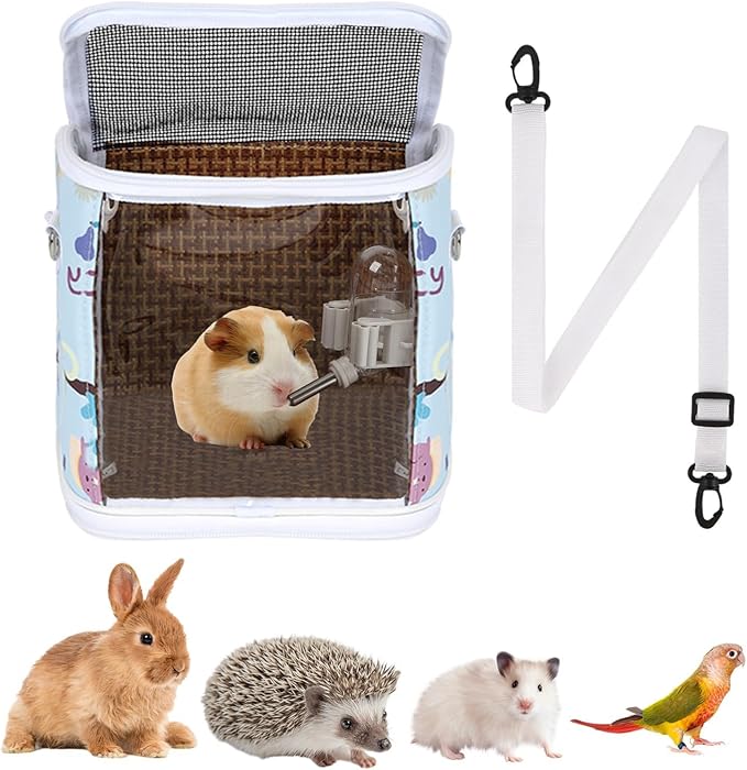 PVC Pet Travel Bag with Water Dispenser Breathable Net Panel Transportation for Birds Parrots Outdoor Activity Pet Travel with Water Feeder
