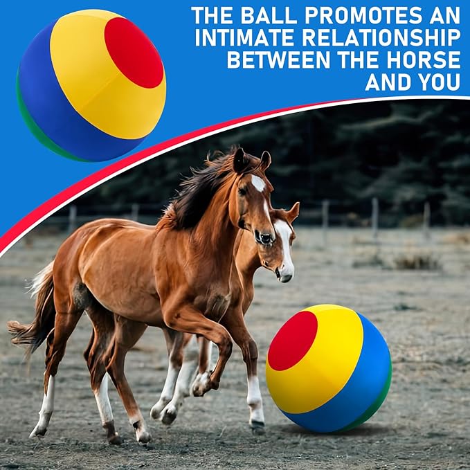 40 Inch Giant Herding Ball with Ball Cover Anti Burst Please Watch VCR for How to Inflation Horse Toys for Horses Entertainment Play, Pump Included(Classic, Mixed Color)