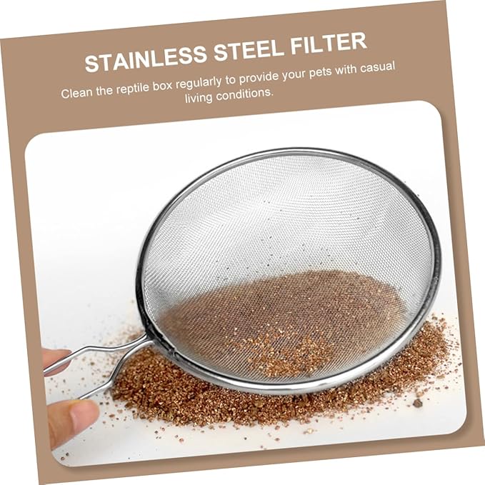 GANAZONO 2pcs Reptile Shovel Fine Mesh Filter for Reptile Sand Cleaning Ferret Litter