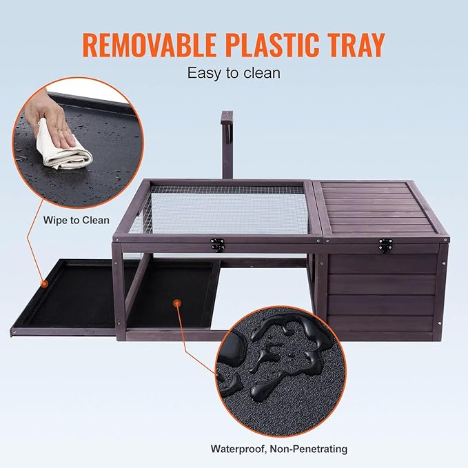 Turtle Habitat Enclosure, Large Wooden Tortoise House for Indoor and Outdoor Use, Reptile Enclosure with Openable Roof & Secure Locking System (Nature)