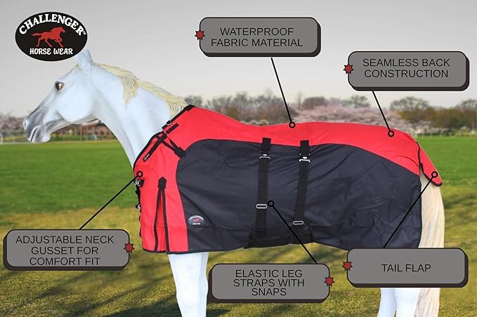 76" 1200D Turnout Lightweight Bellyband Rain Horse Winter Blanket Sheet 386B
