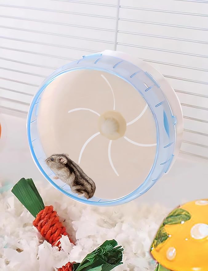 Super-Silent Hamster Exercise Wheel - Hamster Toys Cages Accessories 8.6 Inch Running Spinner Quite Runner for Small Animal Pet Gerbil Dwarf Syrian Hedgehog Rat Mouse Mice (Blue)