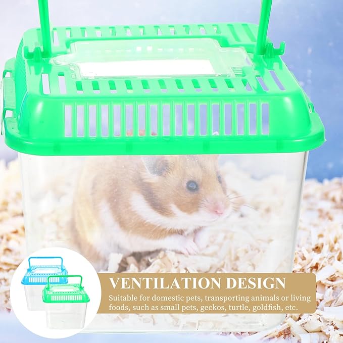 Ipetboom Clear Case 1pc Reptile Feeding Terrarium Pet Portable Small Reptile Cage Fish Tank Handheld Small Pet Box Transparent Tortoise Tank Breeding Case(Color) Containers with Lids