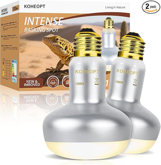 Reptile Heat Lamp 100W,(2 Pack) Heat Emitter UVA Heat Lamp Bulb,Intense Basking Spot Simulated Natural Sunlight Heating Lamp Bulb, Fit E26 Pet Lighting fixtures,for Bearded Dragon, Lizard