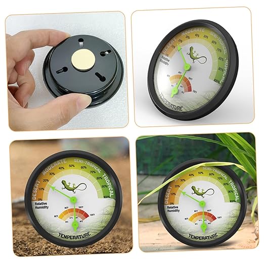 High-Accuracy Reptile Thermometer Hygrometer Dual Gauge for Vivarium Terrarium Pet Rearing Box Lightweight Construction Clear Large Display Mechanical Temperature Humidity