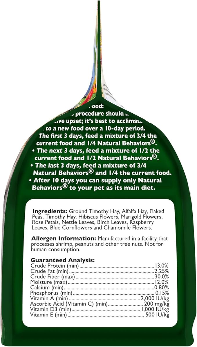 Tropical Carnival Natural Behaviors Grain-Free Guinea Pig Food – 4 Pounds, High-Fiber Timothy Hay Blend with Flowers & Leaves, Supports Natural Foraging, Chewing, and Digestive Health, Added Vitamin C