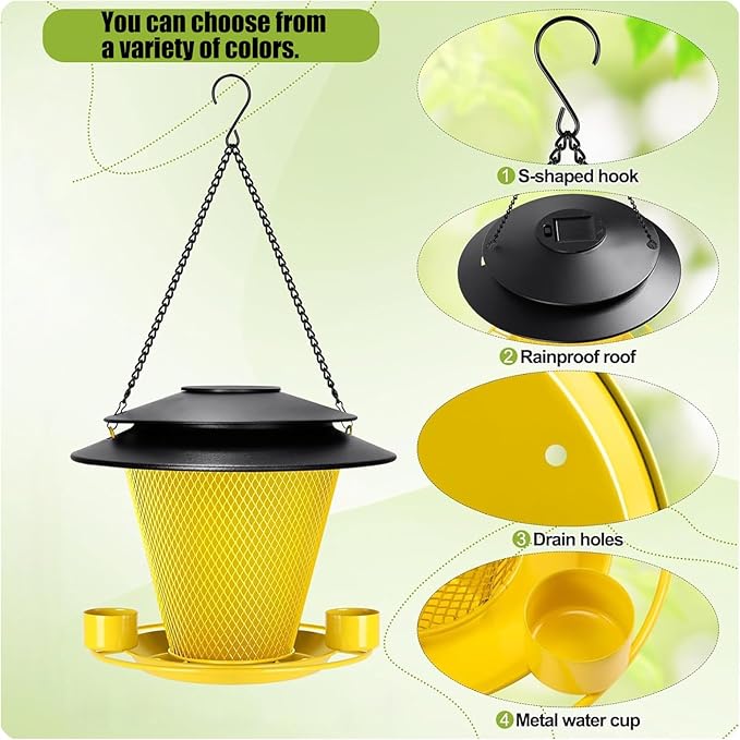 Garden Bird Feeder Weather Rain Protections Feeding Station with Water Bowl Hanging for Outdoor Wild