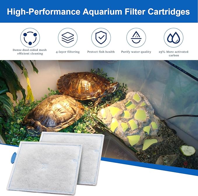 Large Reptile Pet Terrarium Water Filter Replacement Cartridge for Zilla Internal Filter 40G and Large Basking Platform Filter 40G, Turtle Tank Filter Cartridges for Zilla Turtle Filters -6Pack