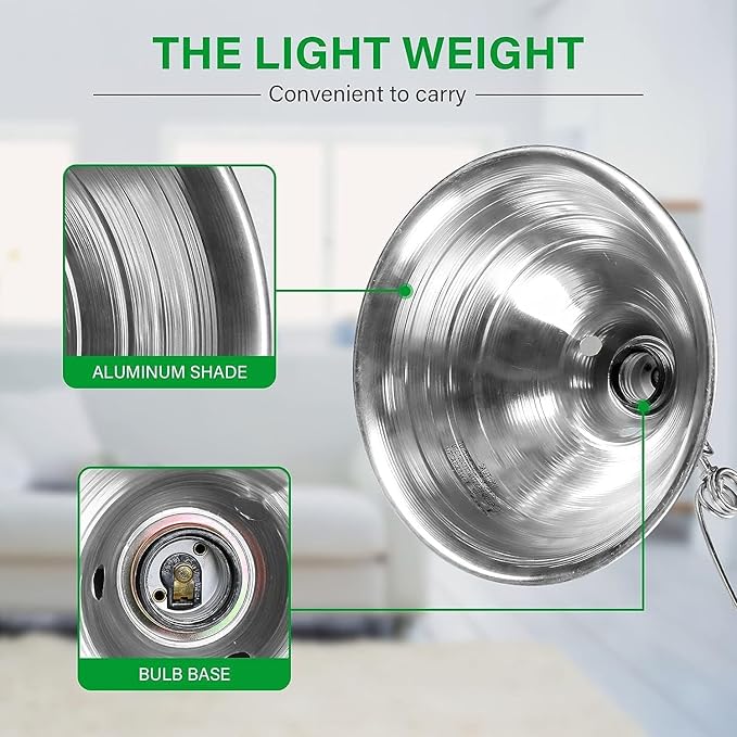 Simple Deluxe Clamp Light with 8.5 Inch Adjustable Aluminum Reflector, Suit for E26 Socket Max 150 Watt Lamp (No Bulb Included), 6 Feet 18/2 SPT-2 Cord, 2 Pack