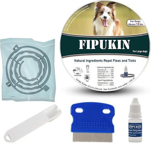 Flea and Tick Collar for Large Dogs, 1‑Pack | Dual‑Action Protection with Built‑in Repellent Drops, 8‑Month Waterproof Design | Natural Essential Oils, No Harsh Chemicals