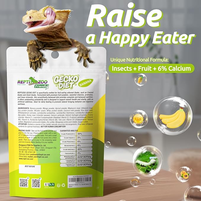 Gecko Food, Fruit Mix Insects Gecko Diet with Banana 2 oz