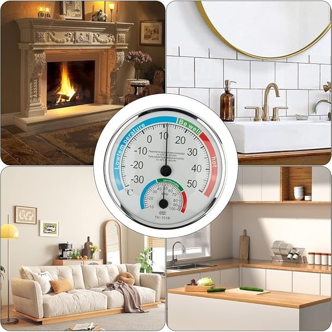 Analogue Room Climate Monitor with Temperature Humidity Gauge for Wall Mount or Stand, Indoor Use in Bathroom Sauna Nursery Bedroom Terrarium Reptile(1pcs)