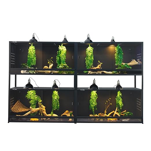Reptile Tank 4 Packs, 40"x16"x16" Stackable Space Efficient Reptile Enclosure for Bearded Dragon and Ball Python, Expandable Snake Terrarium with Front Opening, Combination Lock