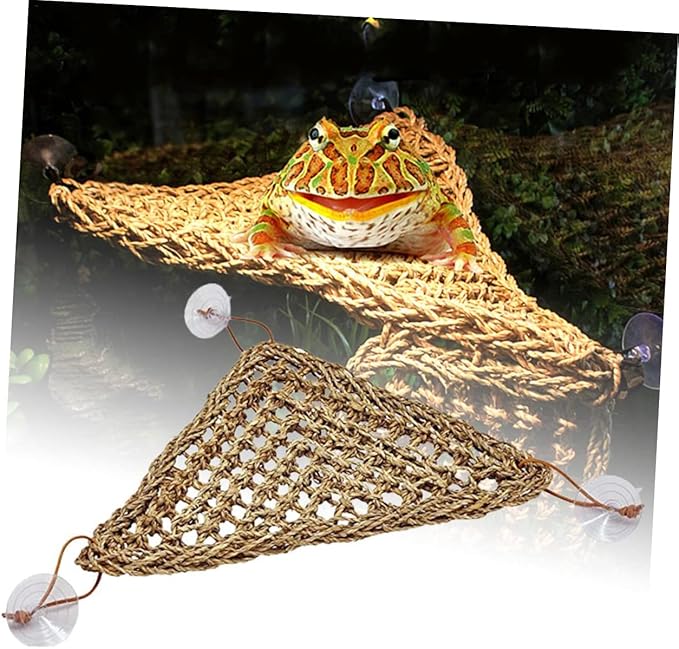 Hemoton Stable Triangle Reptile Hammock Bed for Lizards Small Crabs Elevated Swing Mat with Suckers for Easy Setup for Geckos and Reptile Accessories