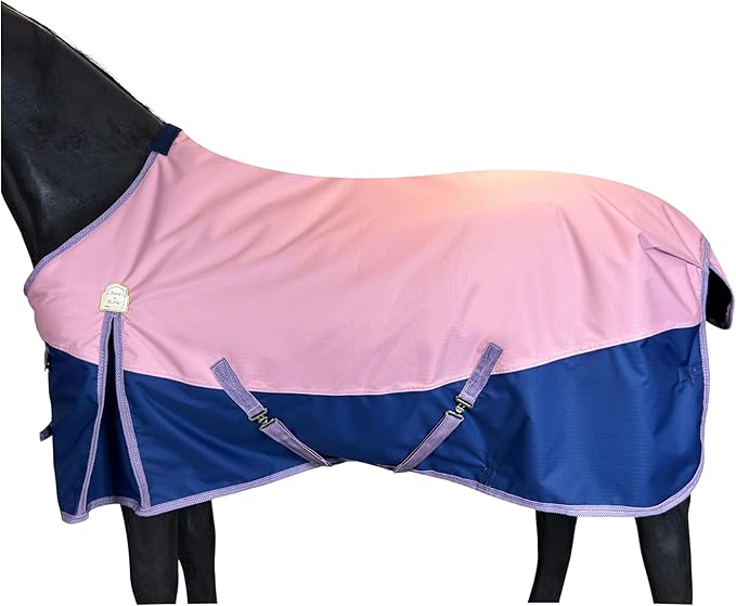 BARN & STABLE 600Denier 3000mm/3000mvp Super Waterproof & Breathable Horse Blankets for Winter with 200g Fill (Pink/Blue, 75 Inch)