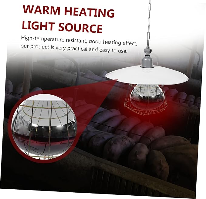 Hemoton Convenient Heating Lamp for Livestock and Reptiles High-Temperature Resistant Easy to Use Ceramic Light with Protective Net Structure for Chickens Ducks Dogs and More