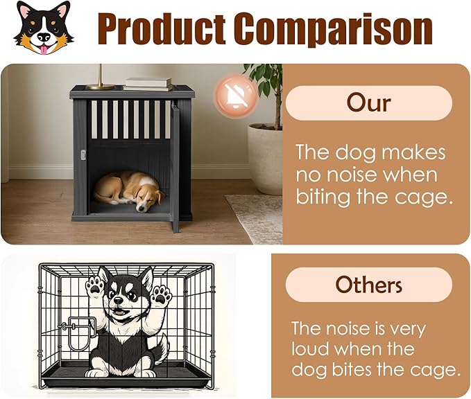 30 INCH Small Dog Crate Furniture Lockable Dog Kennel Indoor Dog Cage Plastic Pet Cage End Table for Small/Medium Dogs, Black