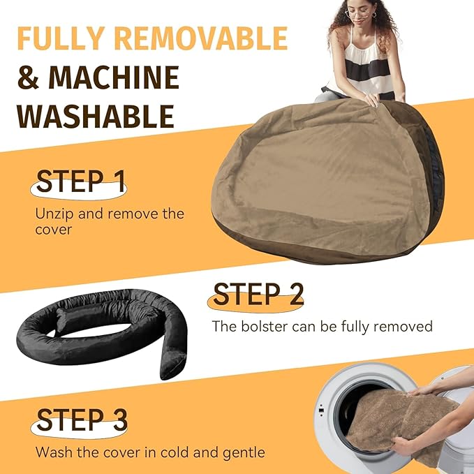 Orthopedic Dog Bed for Medium Dogs, Waterproof Dog Bed with Removable Bolsters, Egg Crate Foam Pet Couch for Medium Size Dog with Machine Washable Cover & Non-Slip Bottom, Coffee