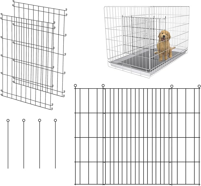 Dog Crate Divider Panel - 2 Pack Black Metal, Compatible with 32"-36" & Other Crate Sizes, 20.47" H x Adjustable Width 15.74"-29.13"(Dog Crate NOT Included)