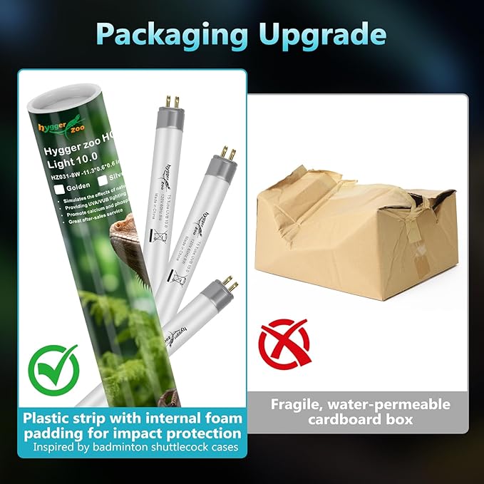 3-Pack UVB Reptile Light 10.0 Bulb 39W T5 Fluorescent Desert Lamp UVA for Bearded Dragon Tortoise Reptile & Amphibian