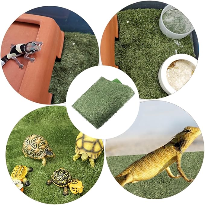 Happyyami Household Reptile Carpet Mat for Comfortable Crawl Moisture Lawn Shaped Bedding for Reptiles Amphibians and Tortoises Washable and Reusable