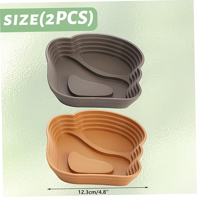 Reptile Bathing Pool, 2PCS Plastic Reptile Water Dish with Ramp Easy Climbing Turtle Water Bowl for Gecko, Snake, Turtle, Bearded Dragon, Lizard, 6.4x4.8in