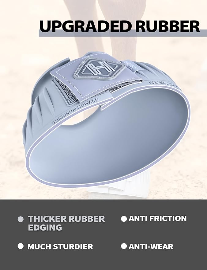 Harrison Howard Rubber Pull-on Bell Boots with Fleece Lining and Touch-Close Tapes Hoof Overreach Protection for Horses