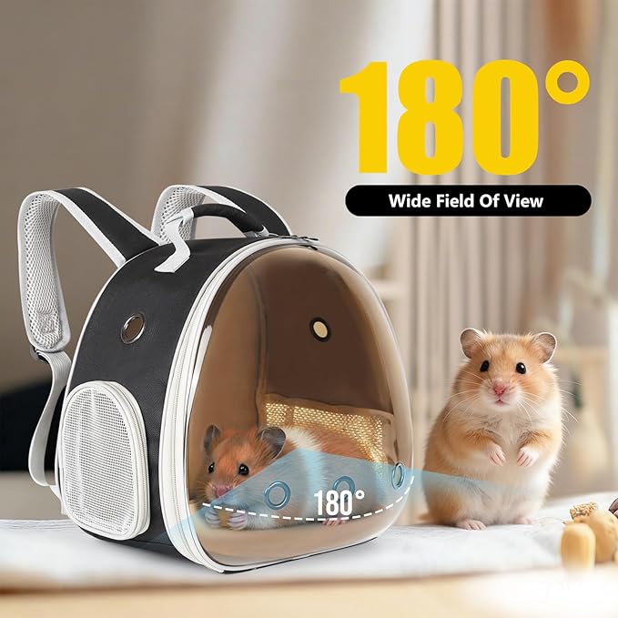 Portable Guinea Pig Backpack, Polarized Bubble Backpack for Small Animals Travel Handbag Cage for Kitten Rabbit Squirrel Bearded Dragon Turtle Breathable Carrier