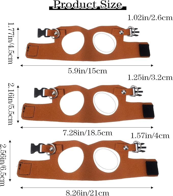 Bearded Dragon Leash and Harness Set, 3PCS Faux Leather Adjustable Bearded Dragon Harness and Leash, Traction Rope for Lizard Small Animal Outdoor Walking (Brown/S, M, L)