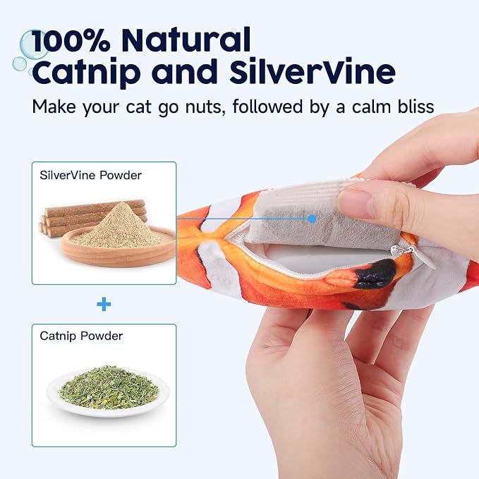 Potaroma Cat Toys Flopping Fish with SilverVine and Catnip - Image 4