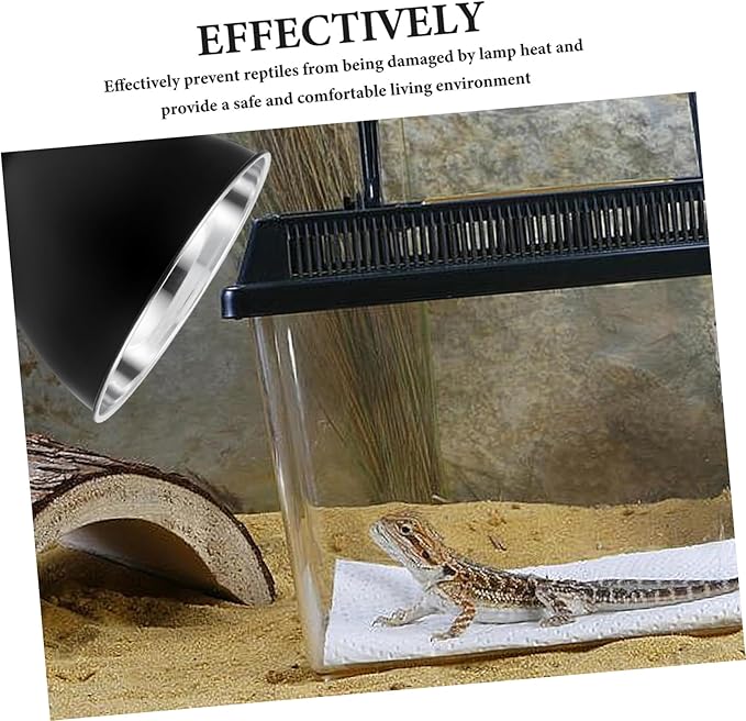 Reptile Heat Lamp Shade Reflector Cover Iron Heat Shield for Reptile Tank Anti-Scald Design for Bearded Dragon Turtle and Lizard Use