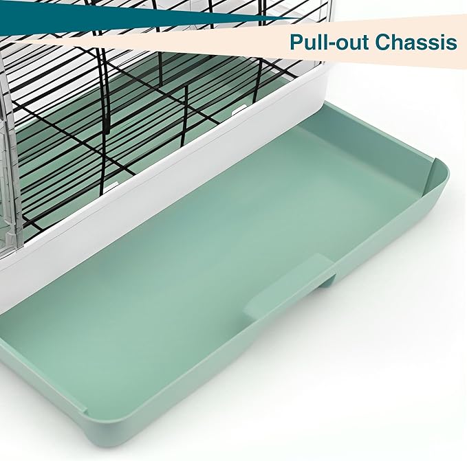 Portable Bird Cage Carrier for Small to Medium Birds,Secure Multi-Access Locking Doors, Easy-to-Clean Slide-Out Tray, and Natural Wood Perches with Transparent Feeders