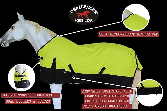 CHALLENGER 64" 1200D Turnout Lightweight Rain Horse Winter Blanket Sheet 3EE05LG