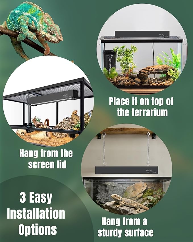 Pawfly T5 Reptile Light Combo Kit with 2 UVB Tubes, 10.0 UVB Light Fixture with Terrarium Hood and 8W Light Tubes for Bearded Dragon, Desert & Tropical Terrariums