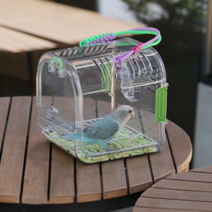 Portable Plastic Bird Cages for Outdoor, Lightweight Ventilated Travel Bird Cage with Handle, Waterproof Bird Carrier for Small Birds and Budgies, Easy to Carry (Purple)