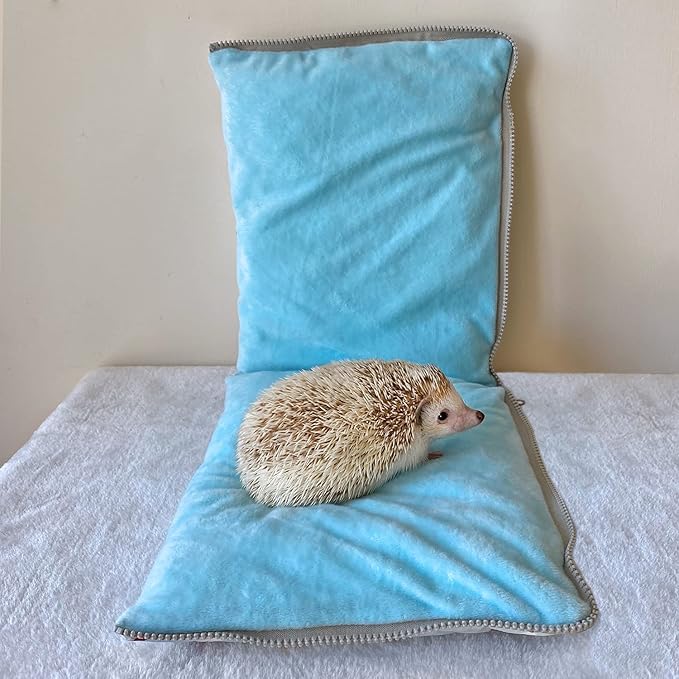 Friendly Zipper Waterproof Portable Sleeping Bag Pouch Hideout Cave Habitat for Hedgehog, Baby Guinea Pig, Hamster, Ferret, Squirrel, Small Animal Bed Nest House Cage Portable Cushion (Blue)