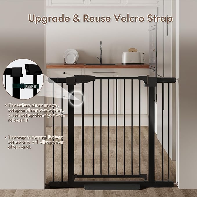 29-43" Baby Gate for Stairs, 36" Tall Dog Gate Indoor, Pressure Mountd Baby Gates with Auto-Close/Hold-Open Features and Anti-Trip Pedal, Safety Kids Gate for Doorways, House, Stairs