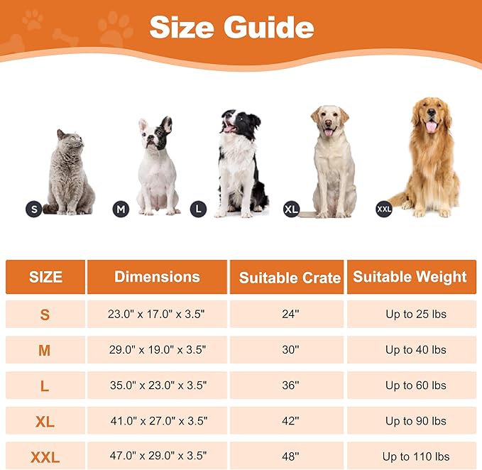 POCBLUE Deluxe Washable Dog Bed for Medium/Large Dogs Dog Crate Mat 29 Inch Comfy Fluffy Kennel Pad Anti-Slip for Dogs Up to 40 lbs, 29"x19", Grey