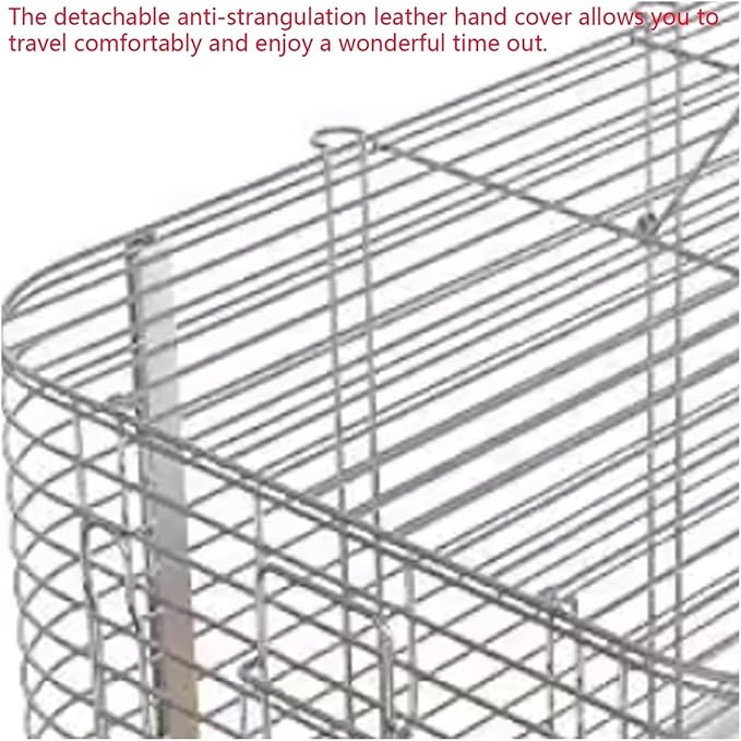 Parrot Stainless Steel Take-Out Cage Horizontal Large Space Portable Bird Transport Parrot Cage(Pink)