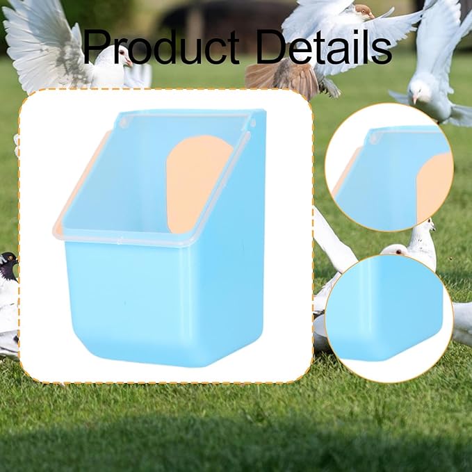 Pigeon Feeder, Food Storage Case, Single Hole Hanging Box, Dove Bird Feeding Case for Parrots Canaries Chickens Pigeons, Blue