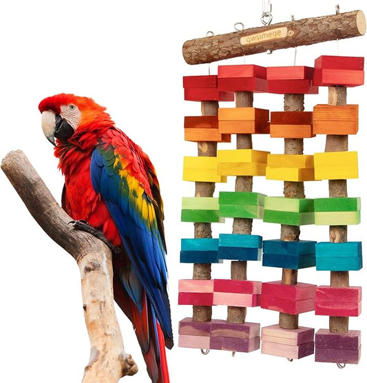 23.6"x13.7",2.17",Wooden Block 2.76" Macaw Toys,Large Parrot Toy,Large Bird toysLarge Macaws,Amazon Parrots.Provides an Ideal Place for Your Bird to chew and Climb