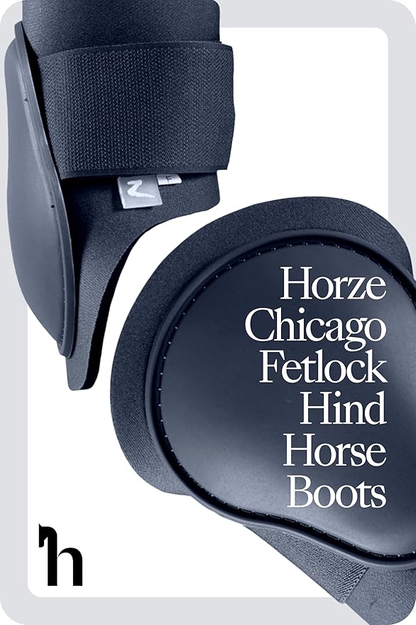 HORZE Chicago Fetlock Rear Boots | Lightweight, Adjustable, Jumping Horse Boots (Pair) - Dark Dark Blue - Cob