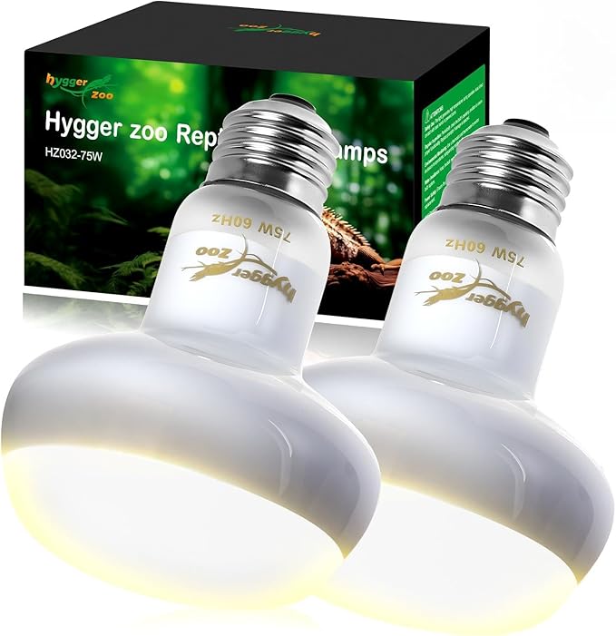 Reptile Heat Lamp Bulbs 100W (2-Pack) – Efficient Heating & Simulated Sunlight Basking Light for Amphibians, Bearded Dragon, Lizard, Turtle, Chicken – E26 Base