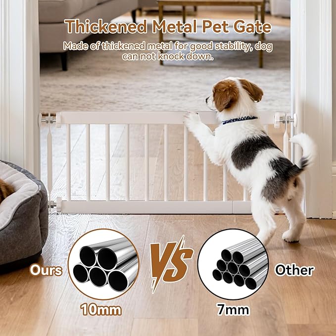 Short Dog Gate,18"-45" Adjustable Extra Wide Metal Short Dog Gate to Step Over, 18" Tall Small Pet Gate with 3 Extension Kits