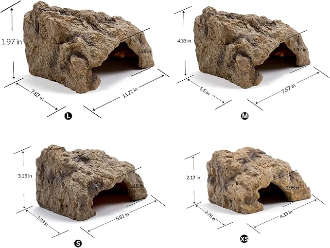 Reptile Hide for Leopard Gecko, Bearded Dragon, Ball Python Decoration & Tortoise – Terrarium Habitat Décor,Snake & Lizard Hideout(Resin, Medium)