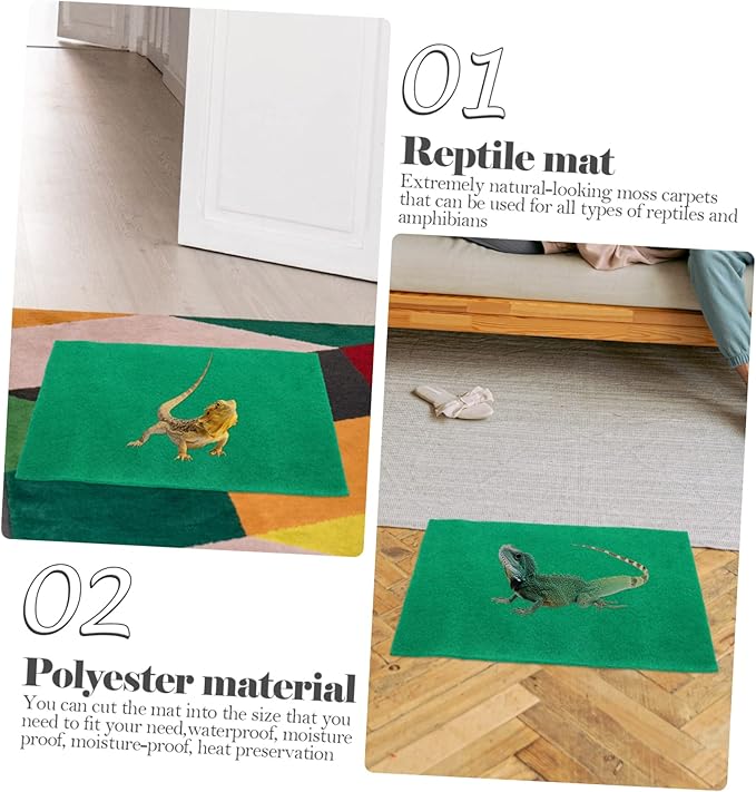 Yardwe 2pcs Reptile Mat Tortoise Enclosure Snake Bedding Wear-Resistant Decorative Carpet