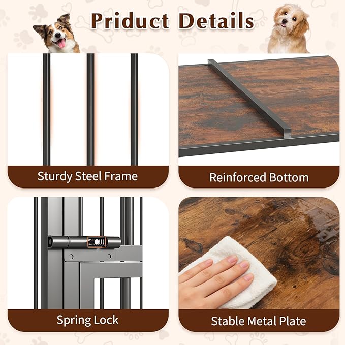 HavenlyYouth 31.5 Inch Dog Crate Furniture, Modern Side End Table Style Dog Cage, Heavy Duty Dog Kennel for Medium Dogs up to 45 lb, Double-Door Cage with Lock Indoor