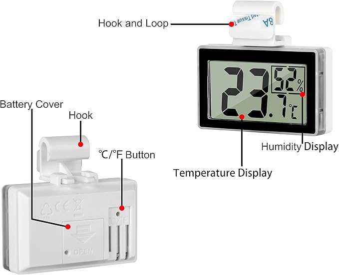 Digital Reptile Thermometer for Tank, Temperature and Humidity Monitor with Probe, Terrarium Thermometer Hygrometer for Gecko, Crested Gecko, Snake, Bearded Dragon Tank Accessories