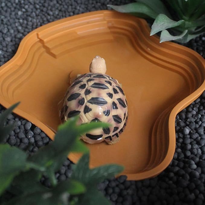 Sloped Animal Water Container Simulated Living Space Platform for Tortoises Amphibians Soaking Tub for Turtles Safe Turtle Drinking Bath Pan Multi Functional Soaking Dish Indoor/Outdoor Turtle Water
